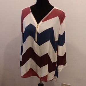 Rue21 Multicolor Chevron Blouse with Zipper
